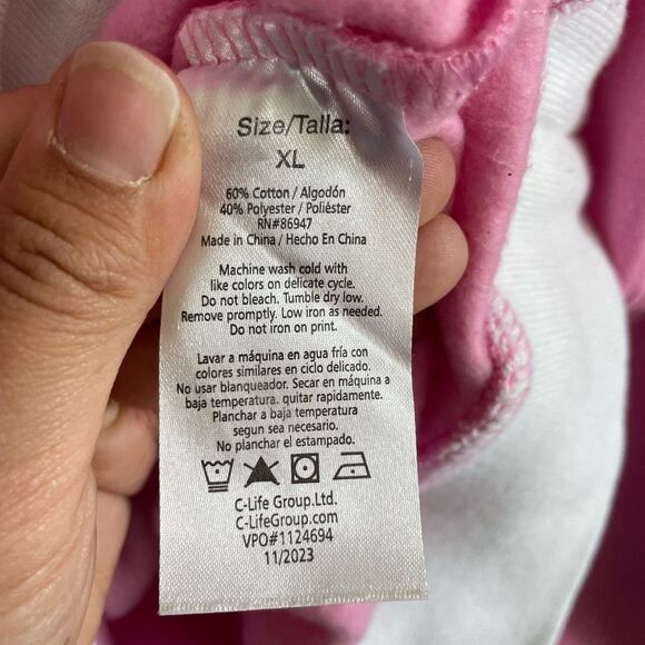 Women’s Barbie Pink Collared Sweatshirt Pull Over 1/4 Zip Size XL - Picture 6 of 7